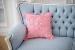 Crochet Granny Square Pillow Cover Lace Throw Sham - thumbnail 1