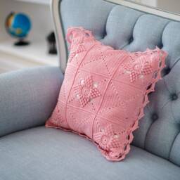 Crochet Granny Square Pillow Cover Lace Throw Sham - thumbnail 3