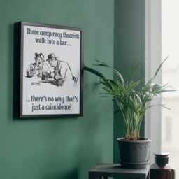 Conspiracy Theory A4 Print, High Quality Wall Art, Bar Funny Cartoon Poster, Dad Joke Home Decor, Gift For - thumbnail 4