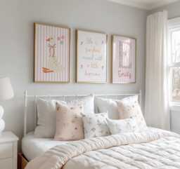 Pastel Goose Nursery Print Set - Personalized Name Wall Art - 3 Prints - thumbnail 1
