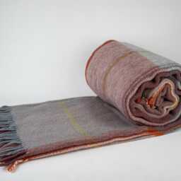 Green - Purple Plaid Wool Blanket Vintage Chunky Knit Throw, - 63'' 86.5'' - thumbnail 3