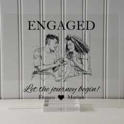Engaged Floating Sketch Frame - Let The Journey Begin Personalized Custom Names Photo Picture Couple Engagement Line Drawing Artwork - thumbnail 3