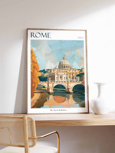 Window View Poster Rome Rome Travel Poster Italy City Wall Art, St. Peter's Basilica Print by ...