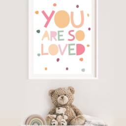 You Are Loved Print, Girls Pastel Nursery Prints, Bedroom Quote, Decor, Wall Art, Poster - thumbnail 3