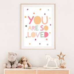 You Are Loved Print, Girls Pastel Nursery Prints, Bedroom Quote, Decor, Wall Art, Poster - thumbnail 2