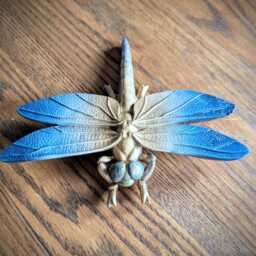Hand-Painted Resin Dragonfly Wall Art Green & Gold Upcycled Decor - thumbnail 4