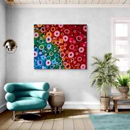 Colorful Abstract Quilted Tapestry Contemporary Silk Wall Art - thumbnail 3