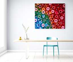 Colorful Abstract Quilted Tapestry Contemporary Silk Wall Art - thumbnail 1