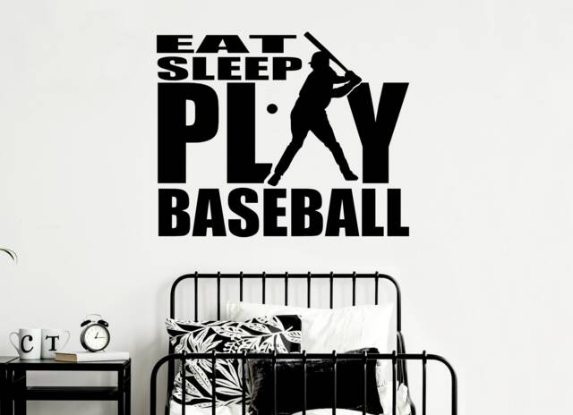 Eat Sleep Play Baseball Wall Decal Teen Boy Bedroom Vinyl Decor - image 1