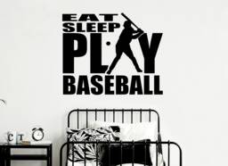 Eat Sleep Play Baseball Wall Decal Teen Boy Bedroom Vinyl Decor - thumbnail 1