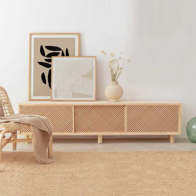 Solid Pine Wood Tv Stand - Menorca - image 1