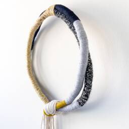 Large Circular Rope Knot Wall Hanging, Contemporary Wrapped Macrame Design, Rope Art For Modern Home Decor - thumbnail 2