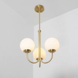 Modern Brass 3-Globe Pendant Light, Entrance Hall Chandelier - thumbnail 3