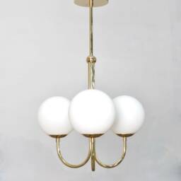 Modern Brass 3-Globe Pendant Light, Entrance Hall Chandelier - thumbnail 2