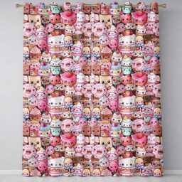 Kawaii Sweet Treats Cakes Donuts Candy & Cupcakes Collage Seamless Pattern Readymade Eyelet Ring Top Thermal 100% Blackout Curtains - thumbnail 2