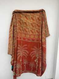 Vintage Indian Patchwork Kantha Quilt Reversible Block Print Cotton Handmade Bedspread - thumbnail 1