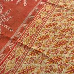 Vintage Indian Patchwork Kantha Quilt Reversible Block Print Cotton Handmade Bedspread - thumbnail 3
