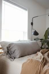Custom Body Pillow Cover With Ties Softened Linen Natural Decorative Throw in 40 Different Colors Mothers Day - thumbnail 1