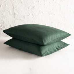 Forest Green Pillowcase Set Of 2, Linen Pillowcases Queen, Standard, Natural Pillow Covers King - thumbnail 3