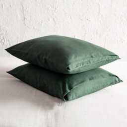 Forest Green Pillowcase Set Of 2, Linen Pillowcases Queen, Standard, Natural Pillow Covers King - thumbnail 2