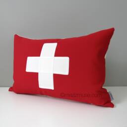 Swiss Flag Pillow Cover in Red & White Sunbrella?? Outdoor Fabric For Patio Lounge Chairs, Housewarming Gift, Switzerland Cushions, Mazizmuse - thumbnail 2
