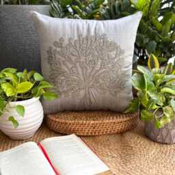 "Beaded Nature & Floral Art Silk Throw Pillow Cover, 16""x16"