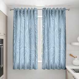 Blue Wavy Line Curtains, Modern Fluid Pattern Drapes, Abstract Custom Heading Panels, Contemporary Window Treatment For Living Room - thumbnail 3