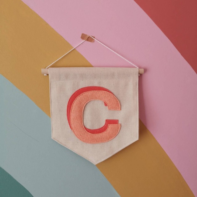 Initial Banner, Personalised Initial, A - Z Wall Hanging, Letter Art, Single Letter, Fabric Custom Kids Playroom Decor - image 1