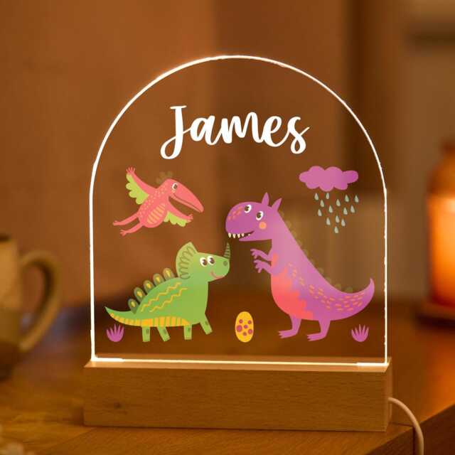 Personalised Dinosaur Night Light Custom Name Led Lamp Kids Room Decor Dino Theme Nursery Gift For Boys & Girls Birthday Baby Shower - image 1