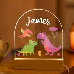 Personalised Dinosaur Night Light Custom Name Led Lamp Kids Room Decor Dino Theme Nursery Gift For Boys & Girls Birthday Baby Shower