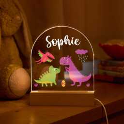 Personalised Dinosaur Night Light Custom Name Led Lamp Kids Room Decor Dino Theme Nursery Gift For Boys & Girls Birthday Baby Shower - thumbnail 2