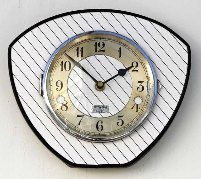 Mid Century Style Wall Clock - New 25cm Handmade White Patterned Formica Retro Vintage French Gift Off The Clocks - image 1