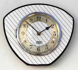 Mid Century Style Wall Clock - New 25cm Handmade White Patterned Formica Retro Vintage French Gift Off The Clocks - thumbnail 1