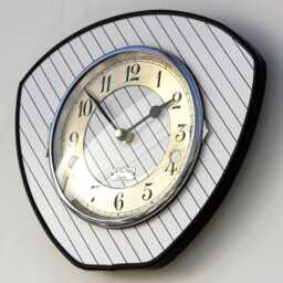 Mid Century Style Wall Clock - New 25cm Handmade White Patterned Formica Retro Vintage French Gift Off The Clocks - thumbnail 2