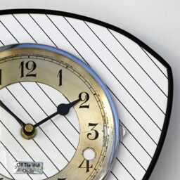 Mid Century Style Wall Clock - New 25cm Handmade White Patterned Formica Retro Vintage French Gift Off The Clocks - thumbnail 3