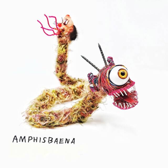 Two Headed Clown Fur Snake - Bendable Copper Wire Creature Fun, Unique, Fully Poseable Hand-Made Out Of Recycled & Repurposed Materials - image 1