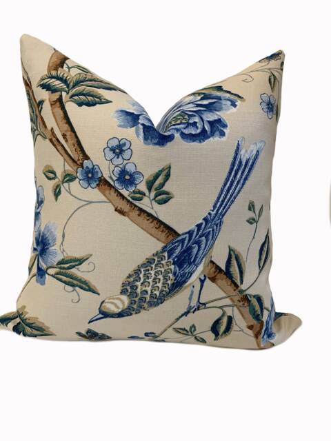 G.p & J Baker Elinors Chinese Blue Double Sided Cushion Cover Pillow - image 1