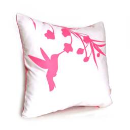 Hummingbird Pillow Hot Pink Print On Cotton, 10.5 - thumbnail 2
