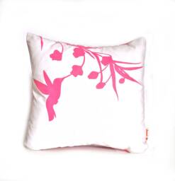 Hummingbird Pillow Hot Pink Print On Cotton, 10.5 - thumbnail 1