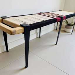 Hand-Woven Entryway Bench Mcm Style End Of Bed & Mudroom Seating - Custom-Made, Multiple Sizes - thumbnail 3