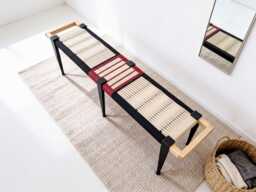 Hand-Woven Entryway Bench Mcm Style End Of Bed & Mudroom Seating - Custom-Made, Multiple Sizes - thumbnail 1