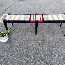 Hand-Woven Entryway Bench Mcm Style End Of Bed & Mudroom Seating - Custom-Made, Multiple Sizes - thumbnail 4