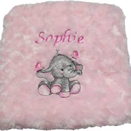 Personalized Baby Blanket Embroidered Elephant, Minky Dimple Fabric - 70x100cm - thumbnail 2