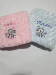 Personalized Baby Blanket Embroidered Elephant, Minky Dimple Fabric - 70x100cm - thumbnail 1