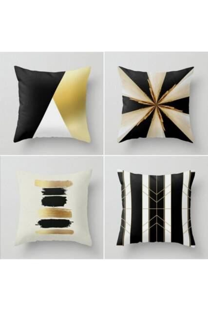 Abstract Cushion Cover, Geometric Black Gold Pillow Case, Modern Living Room Decoration, Bedroom Housewarming Gift - image 1