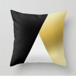 Abstract Cushion Cover, Geometric Black Gold Pillow Case, Modern Living Room Decoration, Bedroom Housewarming Gift - thumbnail 2