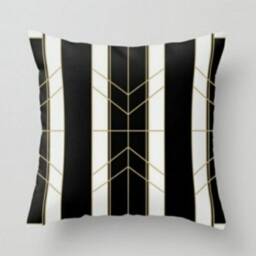 Abstract Cushion Cover, Geometric Black Gold Pillow Case, Modern Living Room Decoration, Bedroom Housewarming Gift - thumbnail 4