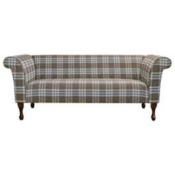 Handmade Chestnut Tartan Compact 3 Seater Chaise Sofa Plaid Loveseat, British Made - thumbnail 2