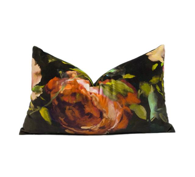 Designers Guild - Gertrude Rose Sepia Large Scale Painterly Floral Velvet Cushion Cover Handmade Throw Pillow Designer Home D??cor - image 1