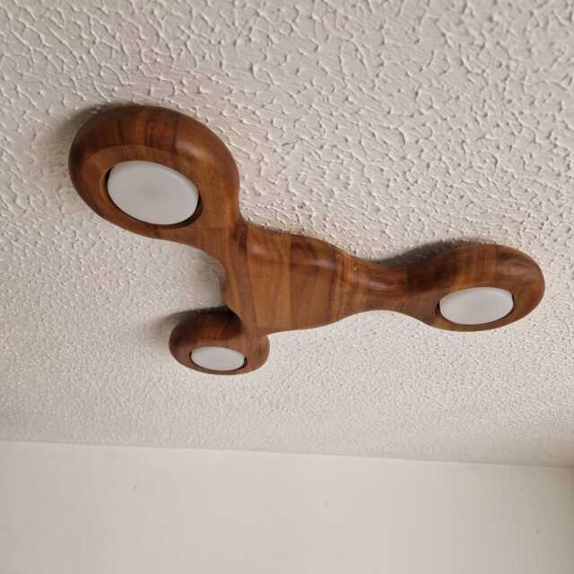 Solid Wood Flush Mount Ceiling Light, Gx53 Light Bulb - image 1